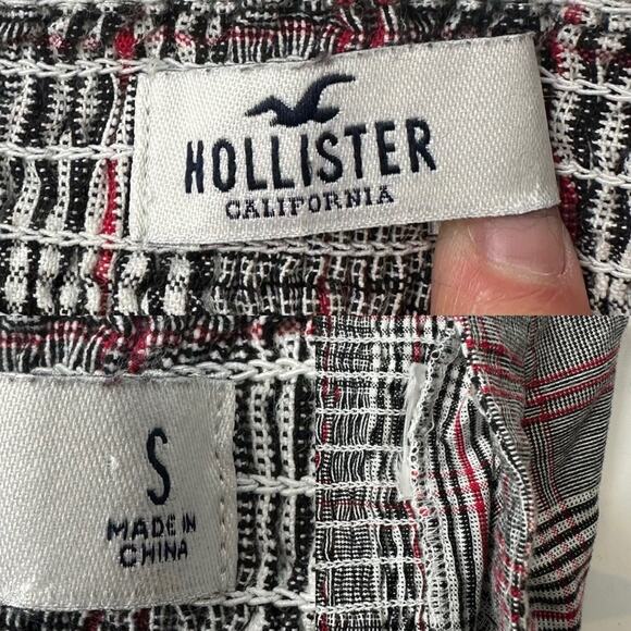 Hollister square neck button front plaid crop top ruched goth punk women’s small - Picture 9 of 13